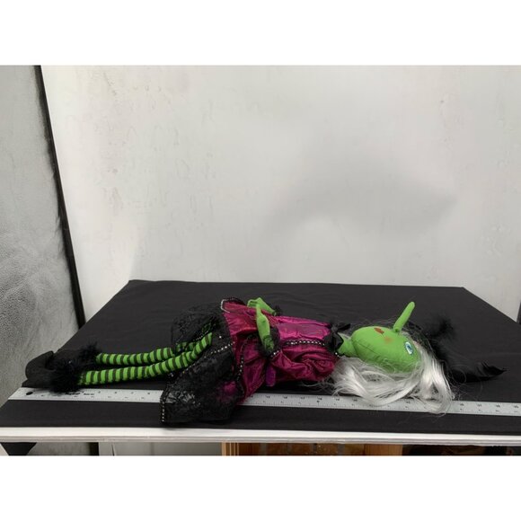 Green Halloween Witch Shelf Sitter Weighted Bottom 30" Doll - Picture 4 of 4